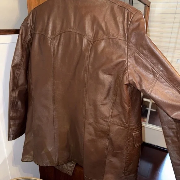 Vintage The Leather Shop Men’s Brown Genuine Leather Jacket 40 Long Coat Korea - Picture 6 of 6